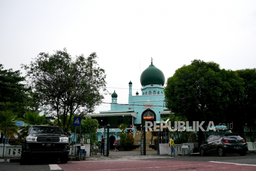 Bangunan Masjid Syuhada, Yogyakarta, Ahad (16/1/2022). Masjid Syuhada merupakan monumen yang dibangun untuk para pejuang atau syuhada pada pertempuran Kotabaru pada 7 Oktober 1945. Pemkot Yogyakarta berupaya menghidupkan kembali kawasan Kotabaru sebagai wisata malam.