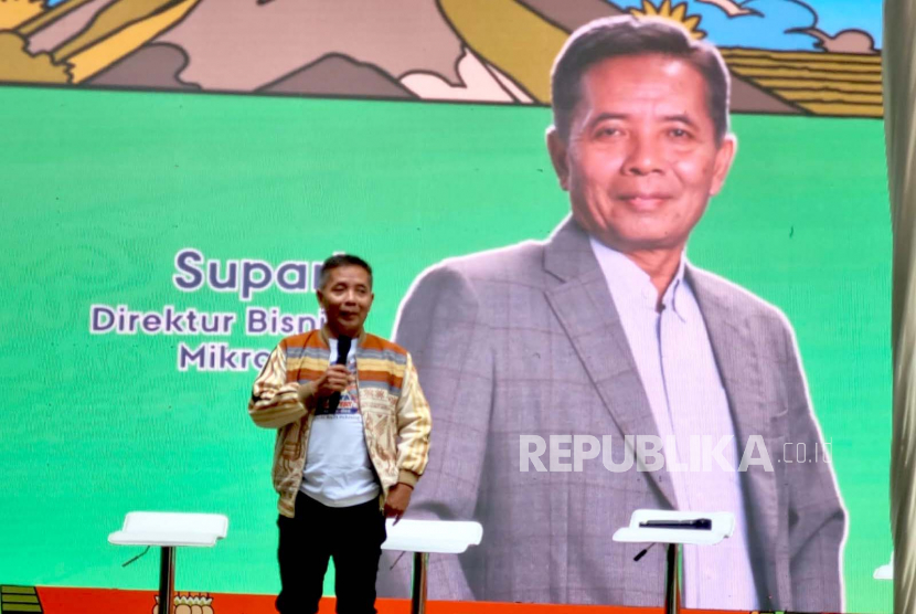 Direktur Bisnis Mikro Bank Rakyat Indonesia (BRI), Supari dalam Konferensi Pers Pesta Rakyat Simpedes (PRS) 2023 di Jakarta, Kamis (13/7/2023).