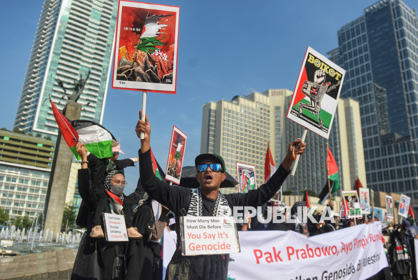 Aksi Bela Palestina Jelang Pidato Presiden Prabowo di Sidang Umum PBB