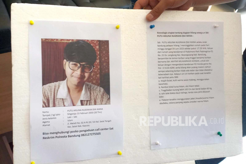 Putu Arjuna Nugraha Eka Wana, mahasiswa Telkom University Bandung yang dikabarkan hilang. 