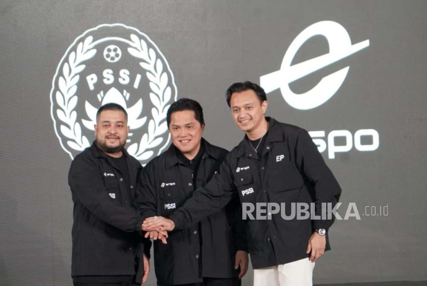 Peluncuran resmi kerja sama antara PSSI dan Erspo di FX Sudirman, Jakarta Pusat, Senin (22/1/2024). 