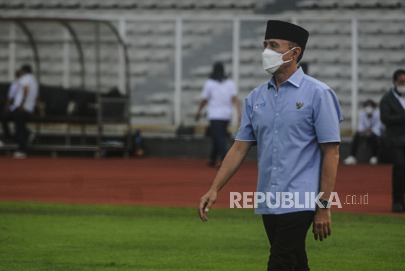 Ketua Umum PSSI Mochamad Iriawan di Stadion Madya, Senayan, Jakarta, Selasa (12/4/2022). 