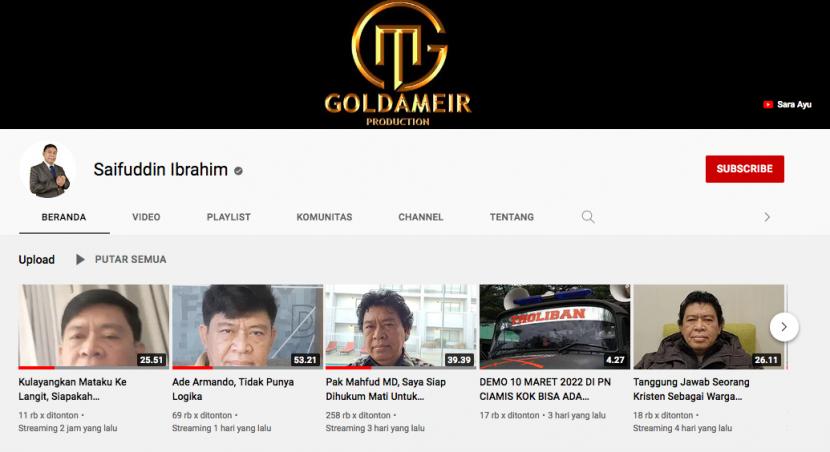 Akun Youtube Saifudin Ibrahim tak berhenti hina Islam dan Nabi Muhammad.