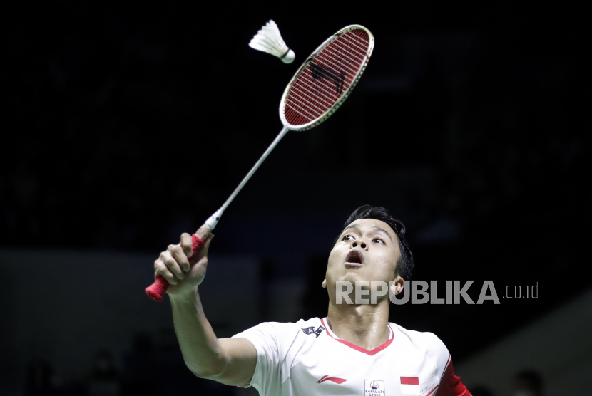 Anthony Sinisuka Ginting saat beraksi di Indonesia Open 2022.