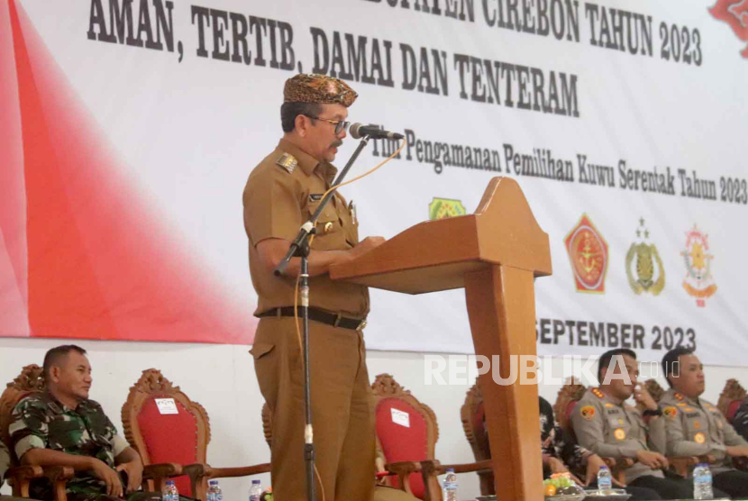 Deklarasi Damai Pilwu Serentak Kabupaten Cirebon Tahun 2023, di BPU Bagasraya Yadika Kecamatan Kedawung, Kabupaten Cirebon, Senin (25/9/2023). 