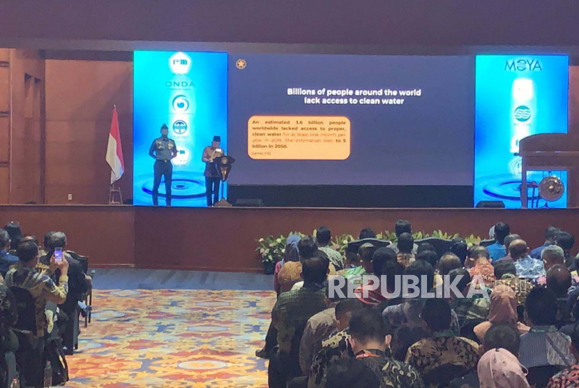 Wakil Presiden Maruf Amin saat membuka Indonesia Water and WastewaterExpo and Forum 2023 di Hotel Bidakara, Jakarta, Selasa (6/6/2023). 