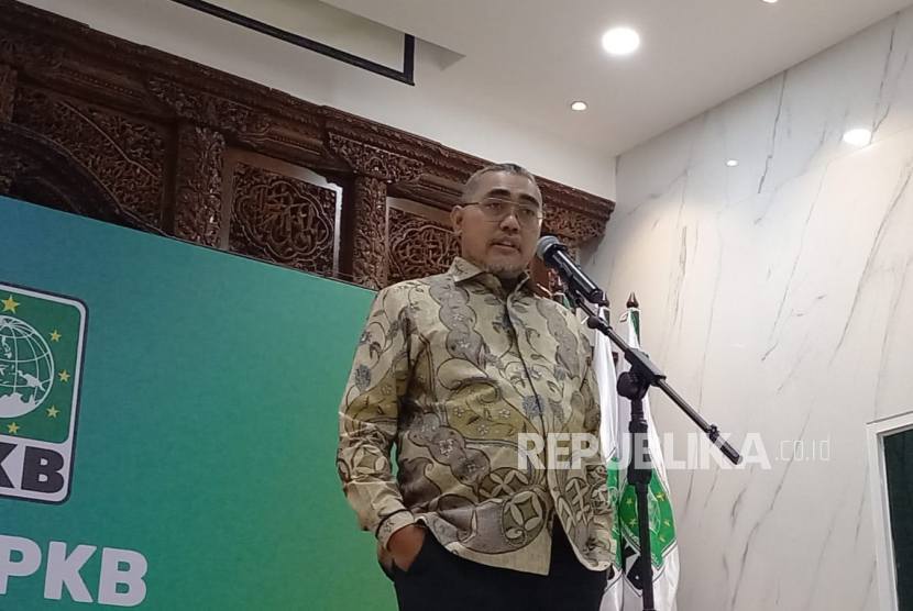 Wakil Ketua Umum PKB Jazilul Fawaid saat memberikan keterangan di Kantor DPP PKB, Jakarta Pusat.