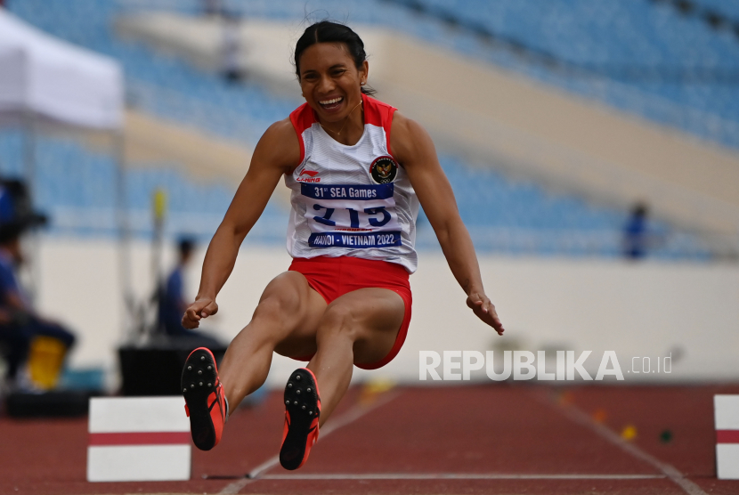 Atlet lompat jauh Indonesia Maria Londa yang akan tampil di partai final nomor lompat jauh putri cabor atletik Asian Games 2022 Hangzhou pada Senin (2/10/2023).