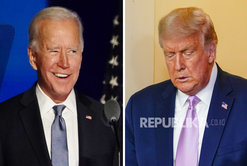 Joe Biden (kiri)  memperingatkan bahwa Donald Trump dari Partai Republik dan sekutunya merupakan ancaman berbahaya bagi demokrasi Amerika. 