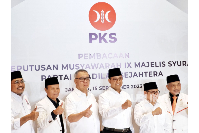 PKS resmi mengusung pasangan Anies Rasyid Baswedan-Abdul Muhaimin Iskandar di Kantor DPP PKS, Jakarta, Jumat (15/9/2023) malam. 