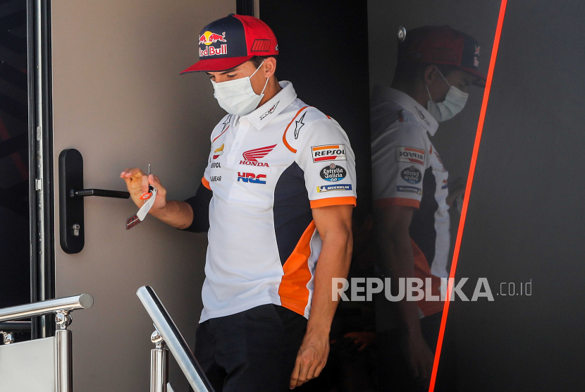 Pembalap MotoGP asal Spanyol Marc Marquez, dari Repsol Honda Team.