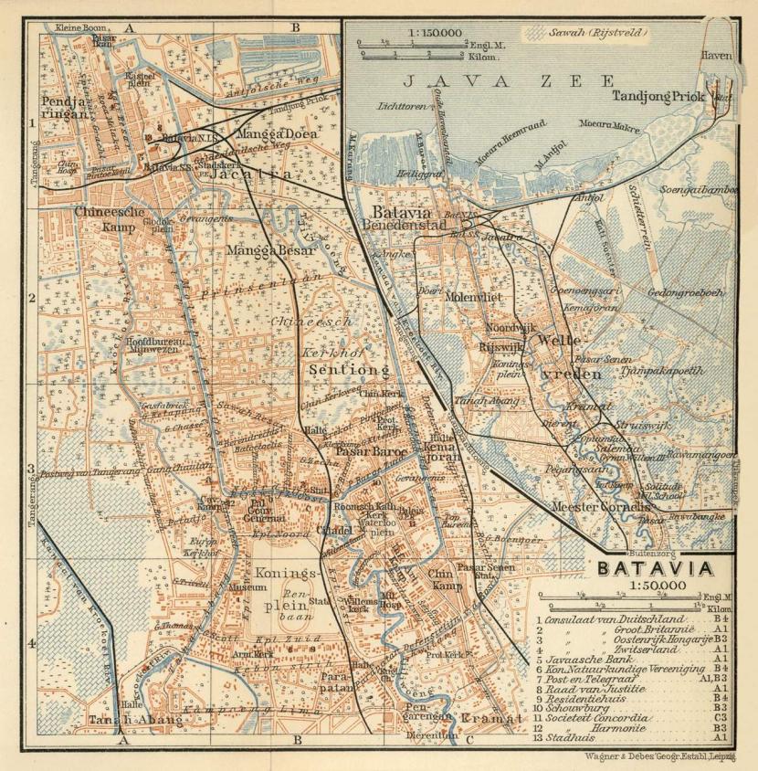 Peta Batavia atau Jakarta tahun 1914.