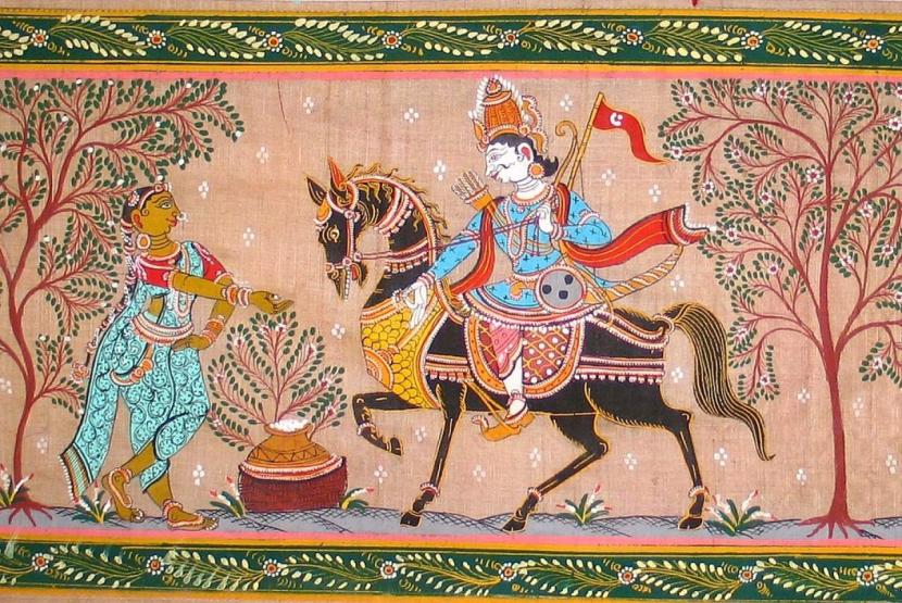 Salah satu contoh pata chitra yang menunjukkan sosok hero Kanchi Bijaya. India memiliki khazanah yang luar biasa terkait tradisi dongeng atau storytelling.
