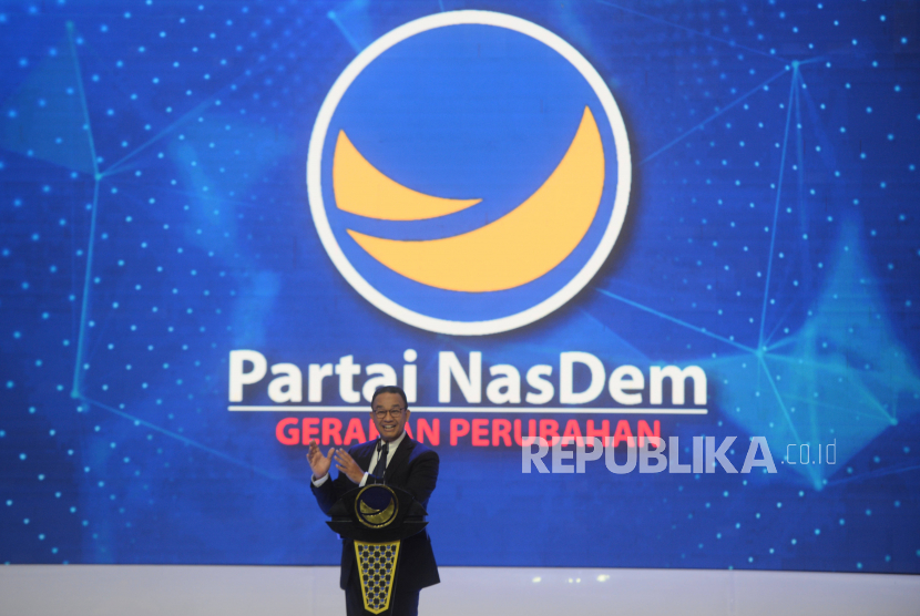Bakal Calon Presiden dari Partai NasDem Anies Baswedan menyampaikan sambutan pada Puncak Perayaan HUT ke-11 NasDem di Jakarta Convention Center, Jakarta, Jumat (11/11/2022). Partai NasDem merayakan HUT ke-11 bertajuk It