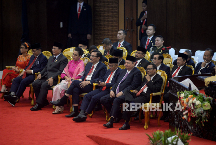 Suasana Sidang Tahunan MPR dan Sidang Bersama DPR - DPD Tahun 2023 di Gedung Nusantara, Kompleks Parlemen, Senayan, Jakarta, Rabu (16/8/2023). Jokowi menyampaikan pidato kenegaraan dalam rangka Hari Ulang Tahun (HUT) ke-78 Kemerdekaan RI. Presiden Joko Widodo menghadiri Sidang Tahunan MPR Tahun 2023 kali ini mengenakan pakaian adat Tanimbar Maluku.