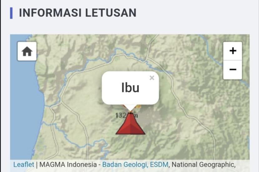 Badan Geologi: Gunung Ibu erupsi pada Sabtu tengah malam.
