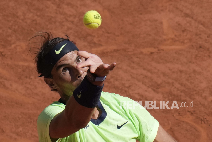 Petenis Spanyol Rafael Nadal saat beraksi di Prancis Terbuka 2021 
