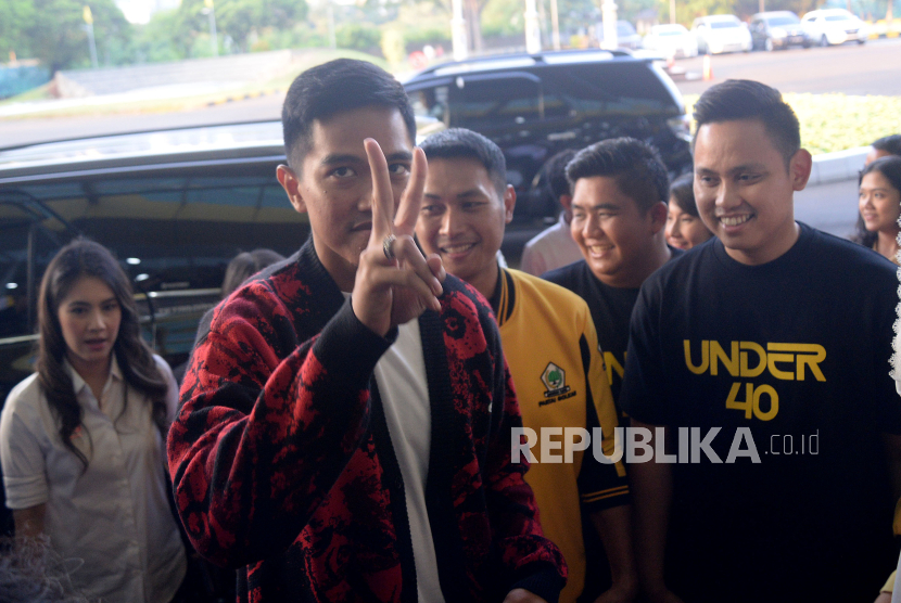 Ketua Umum DPP PSI Kaesang Pangarep saat tiba di kantor DPP Golkar, Slipi, Jakarta Barat, Rabu (18/10/2023). 