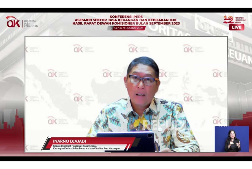 Tangkapan layar Kepala Eksekutif Pengawas Pasar Modal, Keuangan Derivatif dan Bursa Karbon Otoritas Jasa Keuangan (OJK) Inarno Djajadi.