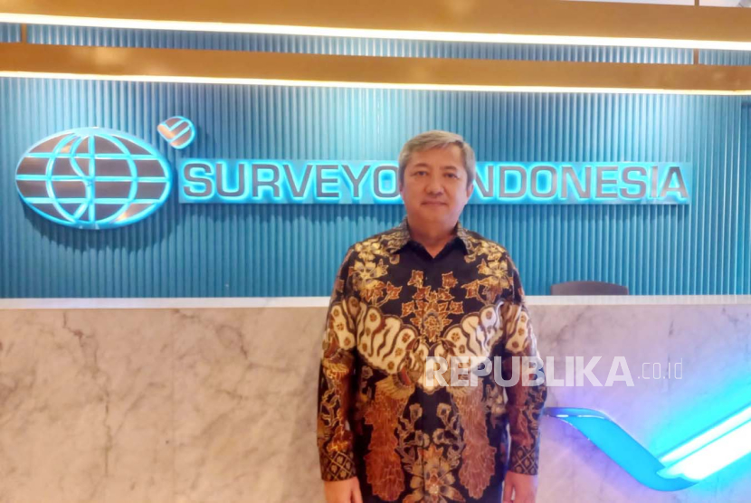 Direktur Utama PT Surveyor Indonesia M Haris Witjaksono di kantor Surveyor Indonesia, Jakarta, Senin (30/10/2023).