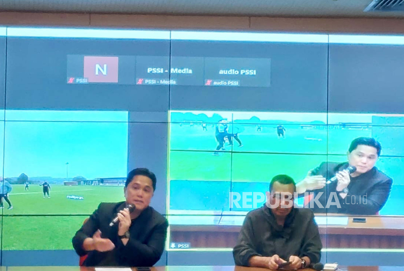 Ketua Umum PSSI Erick Thohir di Stadion Utama Gelora Bung Karno, Jakarta, Selasa (10/10/2023). 