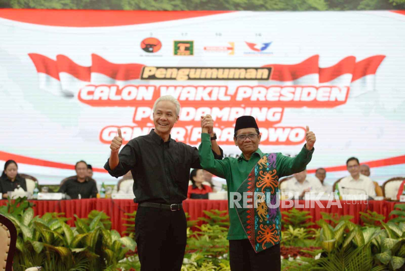 Suasana pengumuman calon Wakil Presiden Pendamping Ganjar Pranowo di Kantor DPP PDIP, Jakarta, Rabu (18/10/2023).