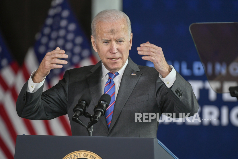Presiden AS Joe Biden. Biden menyindir India yang belum menjatuhkan sanksi maupun mengutuk operasi militer khusus Rusia ke Ukraina.