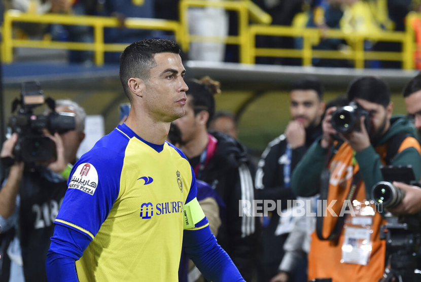 Cristiano Ronaldo tampil pada pertandingan sepak bola Liga Pro Saudi membela klub Al-Nassr.