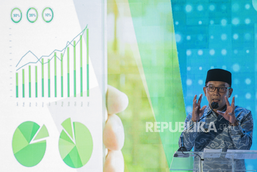 Gubernur Jawa Barat Ridwan Kamil. Ridwan Kaml mendorong pemulihan sisi permintaan untuk menggerakkan perekonomian Jawa Barat.