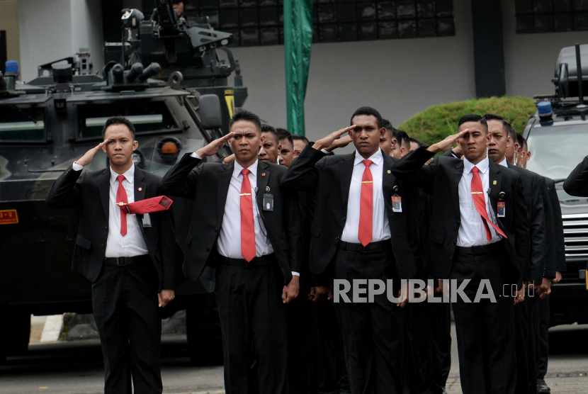Personel Pasukan Pengamanan Presiden (Paspampres) di Mako Paspampres, Tanah Abang, Jakarta Pusat.