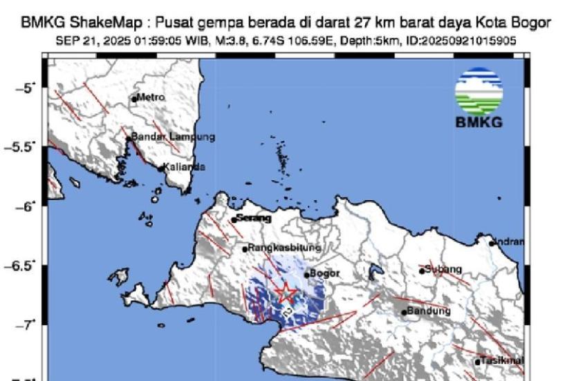 Rentetan gempa hingga 4 magnitudo guncang Sukabumi dan Bogor.