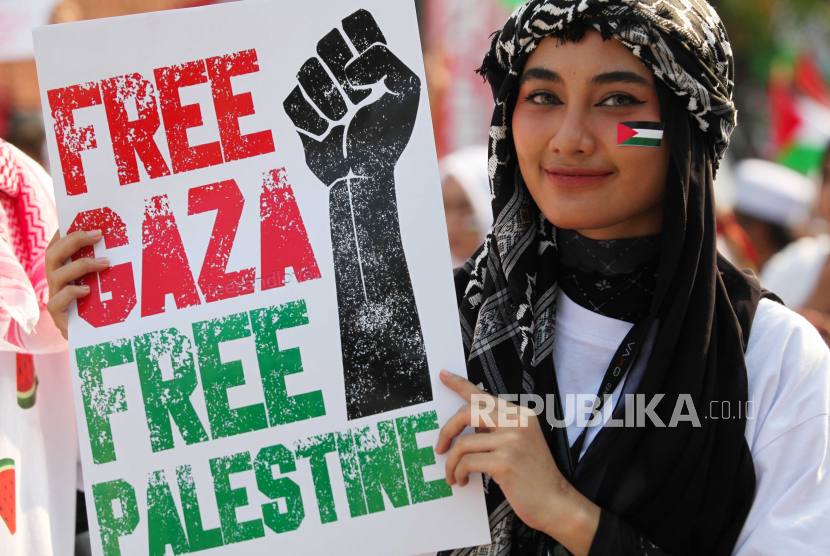 Ilustrasi aksi bela Palestina.