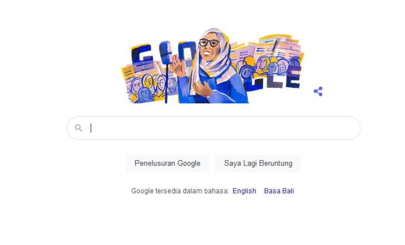 Doodle Google Rasuna Said. Google dalam Doodlenya menampilkan sosok HR Rasuna Said, untuk memperingati hari lahir ke 120 pahlawan perempuan Indonesia yang ditakuti Belanda. Foto: Tangkapan Layar.