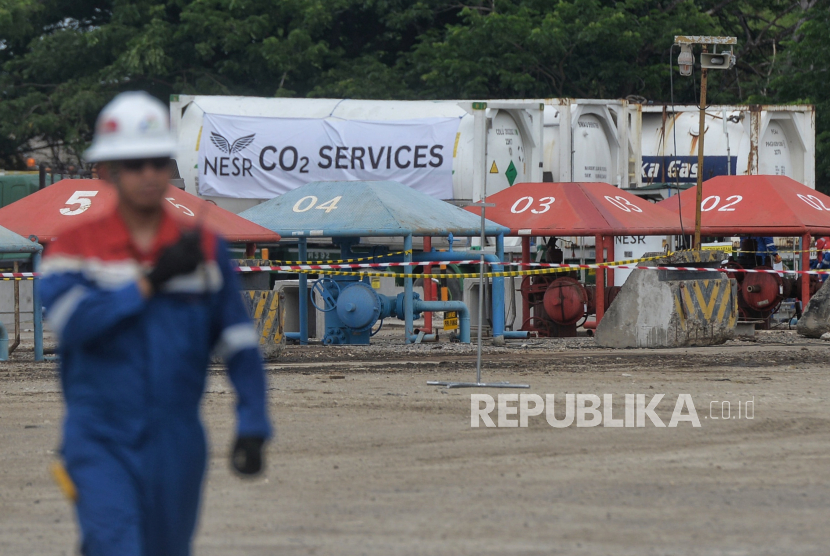 PT Pertamina (Persero) mengimplementasikan teknologi Carbon Capture Utilization and Storage (CCUS) di di Lapangan Pertamina EP Sukowati Bojonegoro, Jawa Timur, Kamis (7/12/2023).