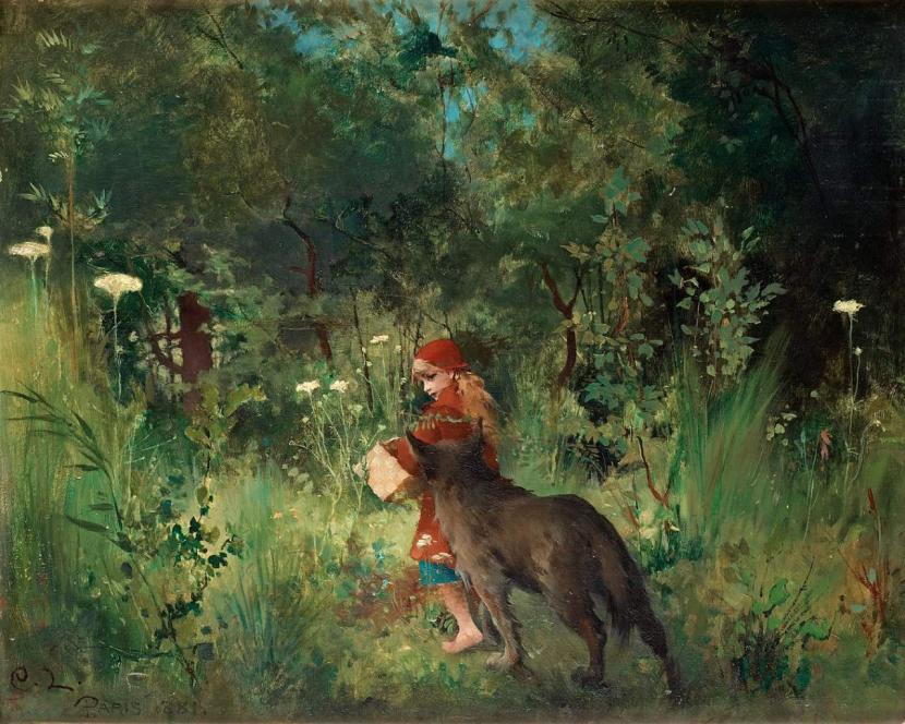 ILUSTRASI Ilustrasi kisah si gadis kecil berkerudung merah. Tradisi dongeng dapat ditemukan di banyak kebudayaan di dunia.
