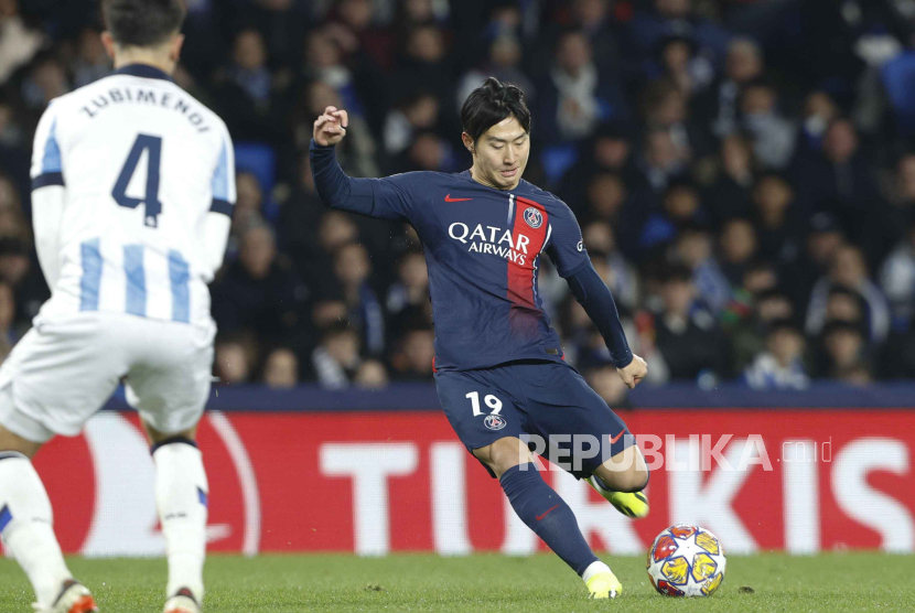  Kang-In Lee of PSG in action during the UEFA Champions League Round of 16, 2nd leg soccer match between Real Sociedad and Paris Saint-Germain, in San Sebastian, Spain, 05 March 2024.