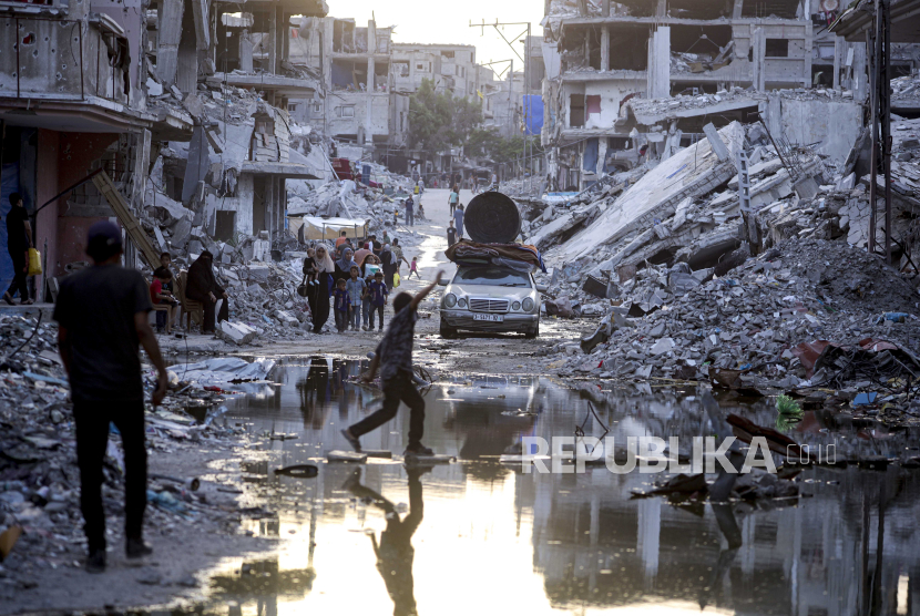 Pemandangan kehancuran infrastruktur di Jalur Gaza.