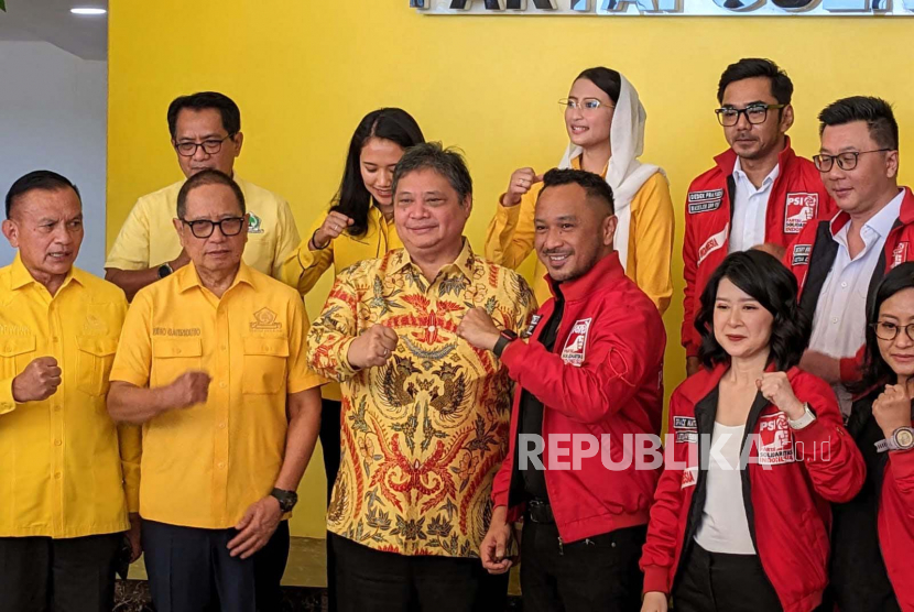 DPP Partai Golkar menerima kunjungan DPP Partai Solidaritas Indonesia (PSI) di Kantor DPP Partai Golkar, Jakarta, Rabu (12/4).
