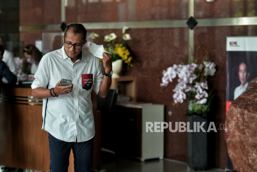 Wakil Menteri Hukum dan Hak Asasi Manusia (Wamenkumham), Edward Omar Sharif Hiariej alias Prof Eddy di Gedung Merah Putih KPK, Jakarta Selatan, Senin (20/3/2023). 
