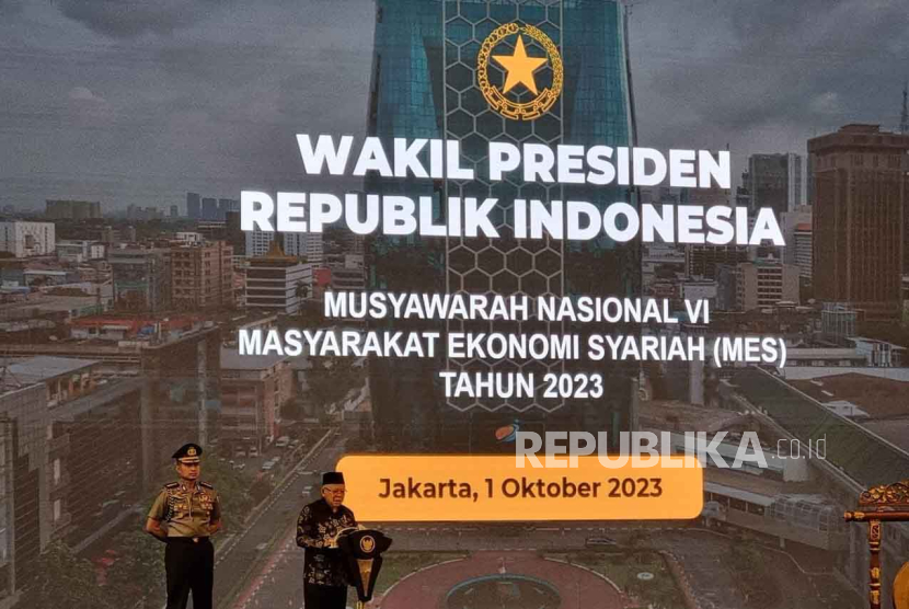Wakil Presiden RI Maruf Amin saat pembukaan Musyawarah Nasional MES, Ahad (1/10/2023).