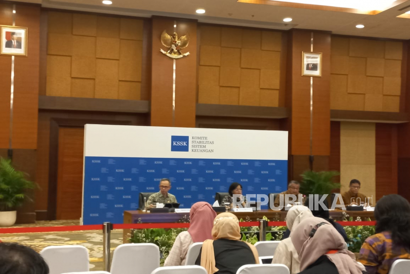 Kementerian Keuangan, LPS, OJK, dan Bank Indonesia menggelar konferensi pers hasil rapat berkala Komite Stabilitas Sistem Keuangan (KSSK) I Tahun 2023, Selasa (31/1/.2023). Bank Indonesia (BI) memastikan terus memperkuat bauran kebijakan makroprudensial untuk mendorong pertumbuhan. 