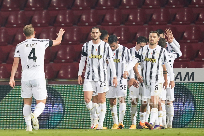 Para pemain Juventus merayakan kemenangan (ilustrasi).