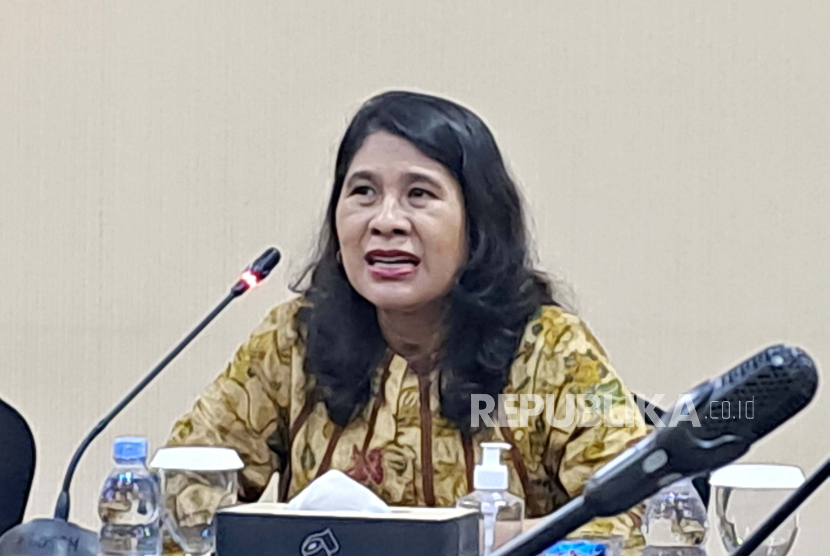 Wakil Ketua Asosiasi Asuransi Umum Indonesia (AAUI) Bidang Statistik dan Riset Trinita Situmeang menjelaskan mengenai kinerja asuransi umum kuartal III 2023 di Jakarta, Selasa (28/11/2023). 
