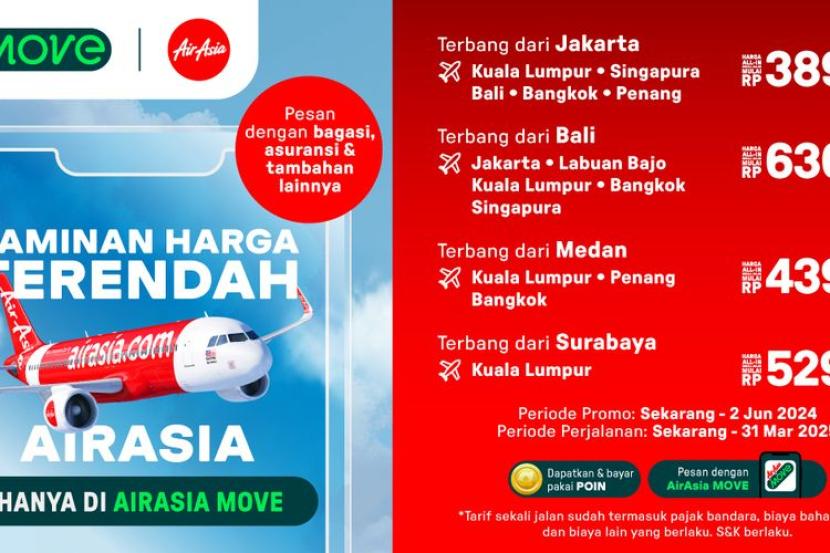 AirAsia MOVE Tawarkan Jaminan Harga Terendah untuk Penerbangan Hingga 2 Juni 2024