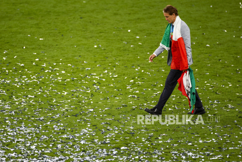 Roberto Mancini, resmi meninggalkan kursi pelatih Timnas Italia, Ahad (13/8/2023). 
