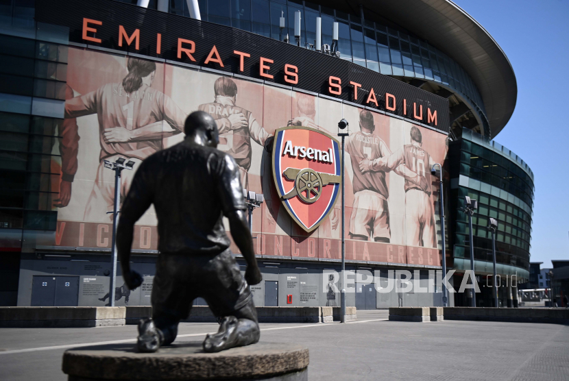  Pemandangan umum Stadion Arsenal Emirates di London, Inggris, 19 April 2021.