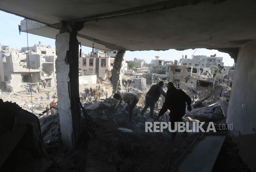 Kondisi Gaza yang hancur pada Senin (4/12/2023).