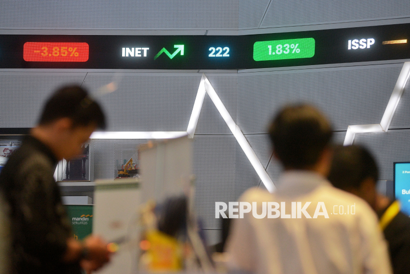 Pekerja berada di dekat layar digital pergerakan Indeks Harga Saham Gabungan (IHSG) di Bursa Efek Indonesia (BEI), Jakarta, Jumat (22/5/2026).