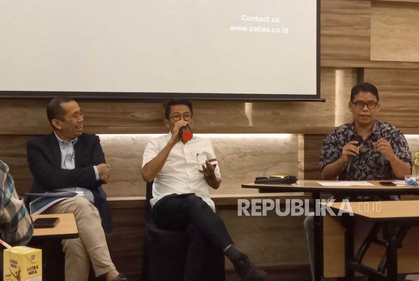 Center of Economic and Law Studies (Celios) menggelar Diskusi Publik bertema Menyambut Bursa Karbon, yang menghadirkan Anggota Komisi XI DPR, di Hotel Ashley, Jakarta, Kamis (11/5/2023).