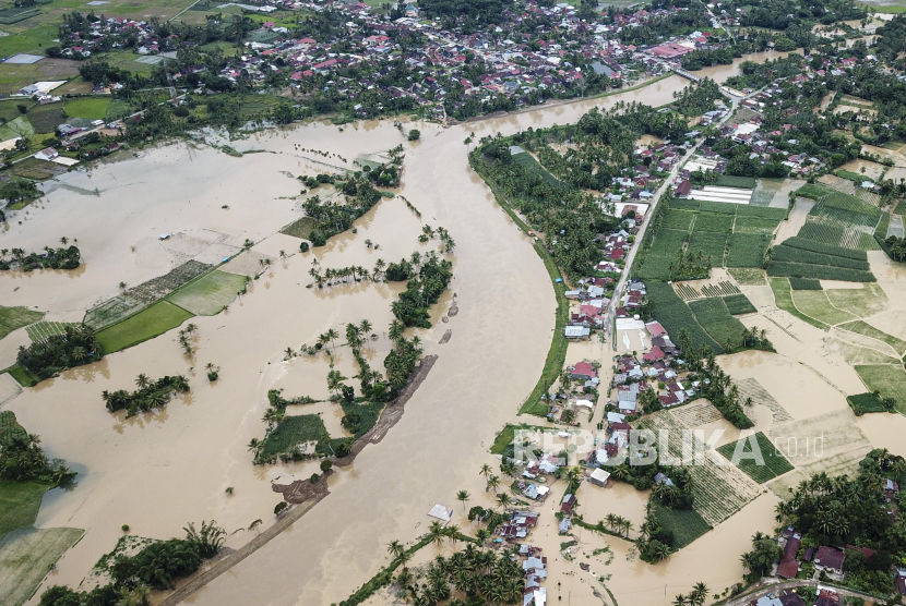 Foto udara banjir di Sumatera Barat (Ilustrasi)